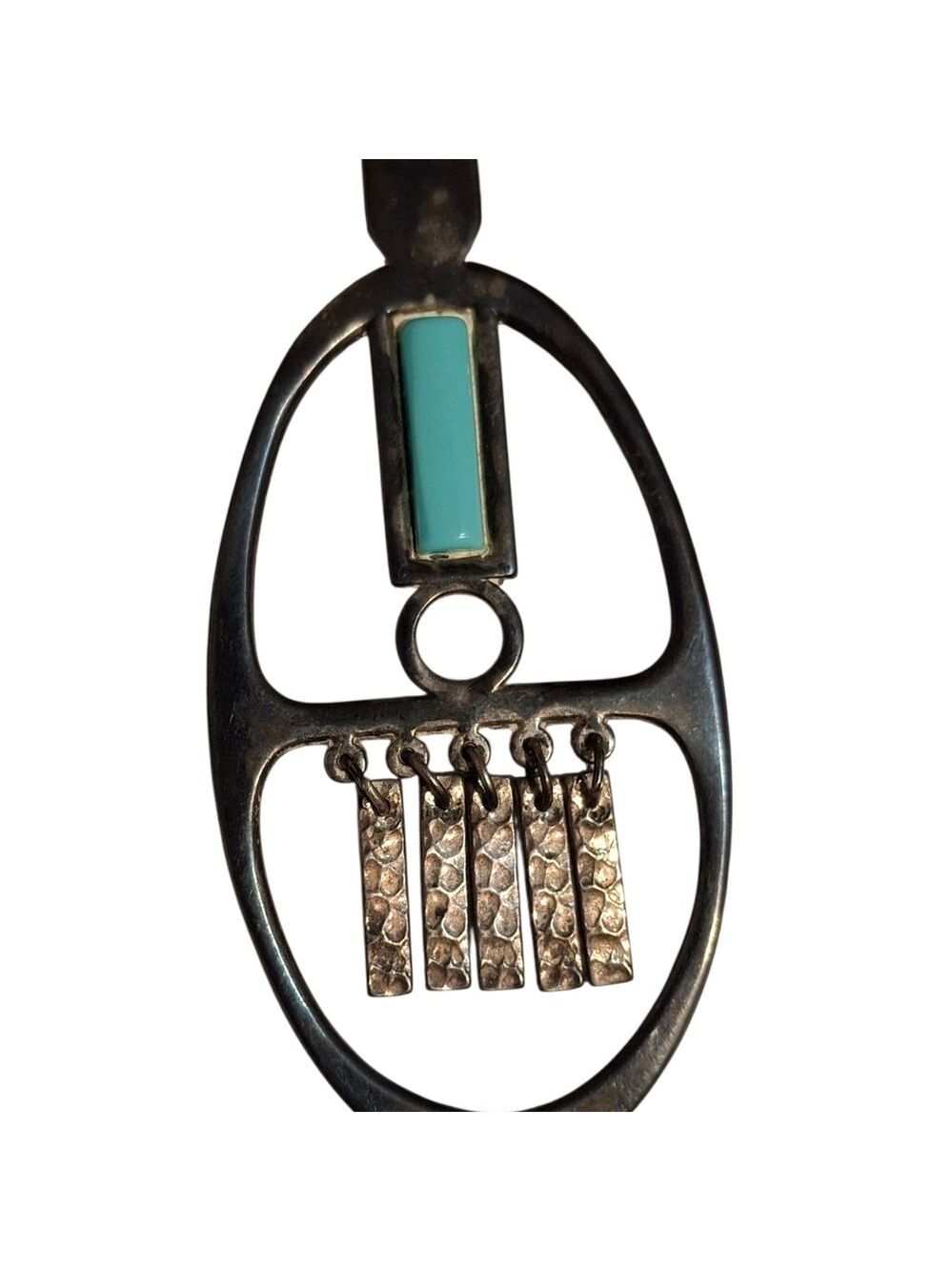 Avon Silver Oval Pendant Necklace with Turquoise Accent